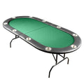 10-Person Foldable Poker Table with Speed Cloth and Stainless Steel Cupholders (Green, 84 Inch) C191756