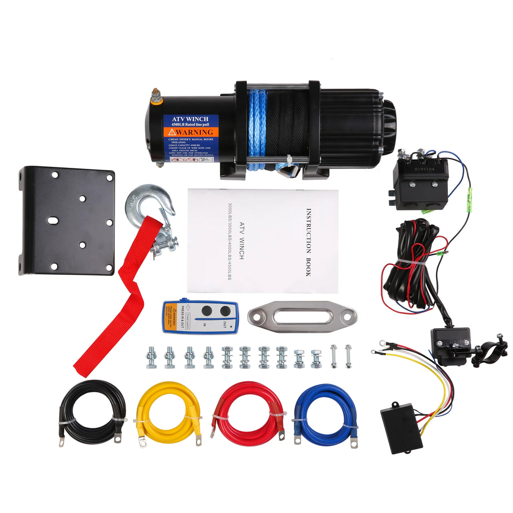 4500 LBS 12V DC Electric Winch with 15m Synthetic Rope L610785