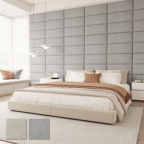 Gray 3D Soundproof Wall Panels Full Size Headboard (6 Panels, 10" x 24") Z4956