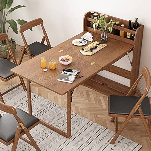 Wall Mounted Wooden Fold Out Table with Storage Shelf R9164