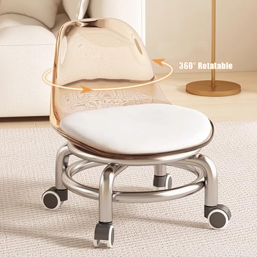 Grey Acrylic Swivel Stool with Backrest and Caster Wheels M71246