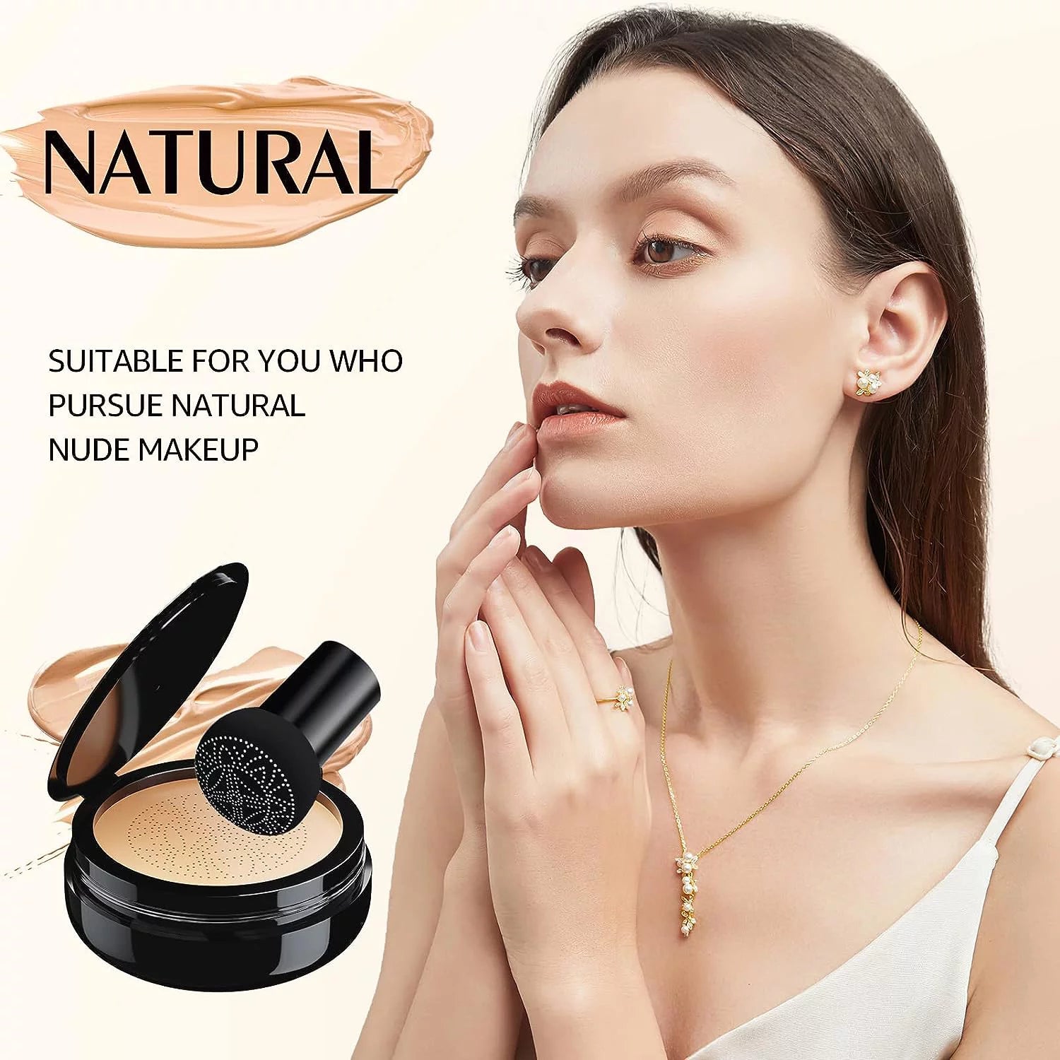 Mushroom Head Air Cushion CC Cream Foundation Makeup Moisturizing Concealer Long-Lasting Cushion Foundation Full Coverage Self Adjusting for Mature Skin A731682