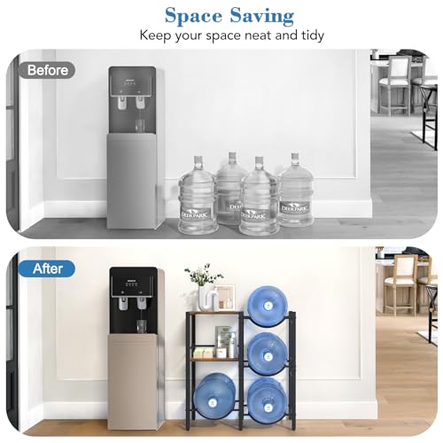 5 Gallon Water Jug Holder with Wood Storage Shelves Y67233