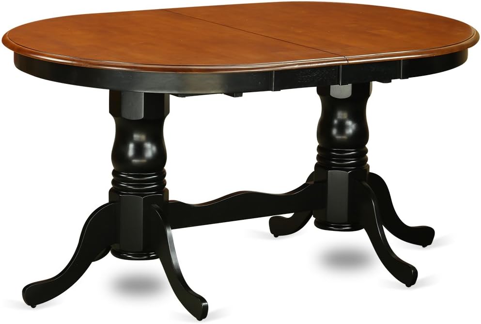 7 Piece Oval Dining Table with Butterfly Leaf and 6 Wood Seat Chairs, Black & Cherry L15250