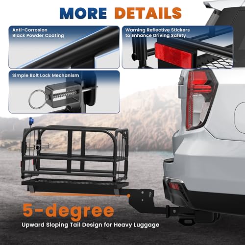 500 Lbs Folding Hitch Mount Cargo Carrier, 2" Hitch Receiver, 60" x 24" x 14" Size V826