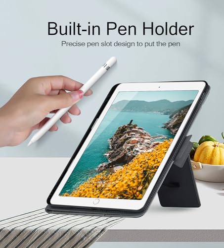 Black Protective Folio Stand Cover for iPad 10.2 Inch 9th/8th/7th Generation and iPad 10.5 Inch Air/Pro 3rd B421