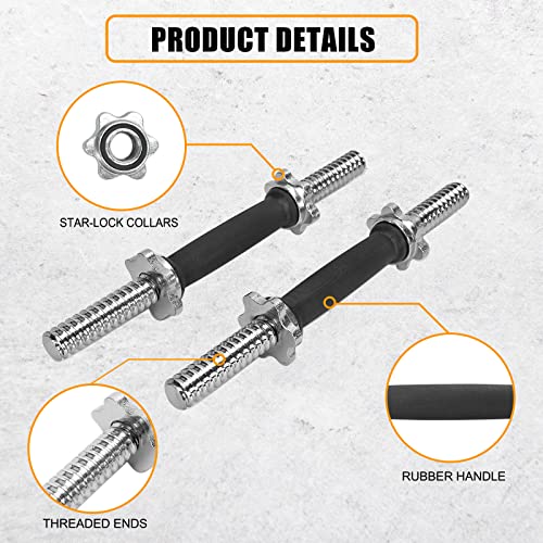 Threaded Dumbbell Rubber/Chrome Handles 1 Inch Pair, Adjustable Dumbbell Bar Handles A194336