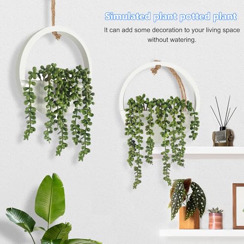2 Pcs Artificial Hanging Succulents Plants in Pot with Lanyard Z906