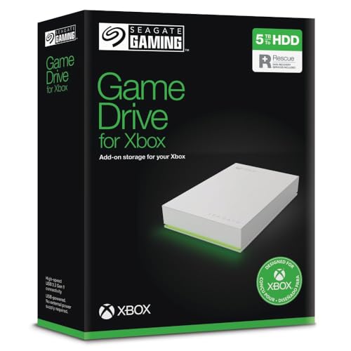 5TB External Hard Drive USB 3.2 Gen 1 RGB LED Lighting White P297868