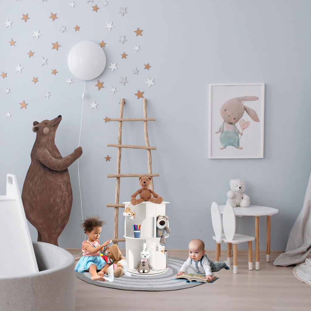White 2 Tier Rotating Bookshelf H65482