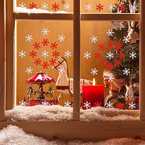 500 Pieces White and Red Non-Woven Snowflakes Table Confetti D942984