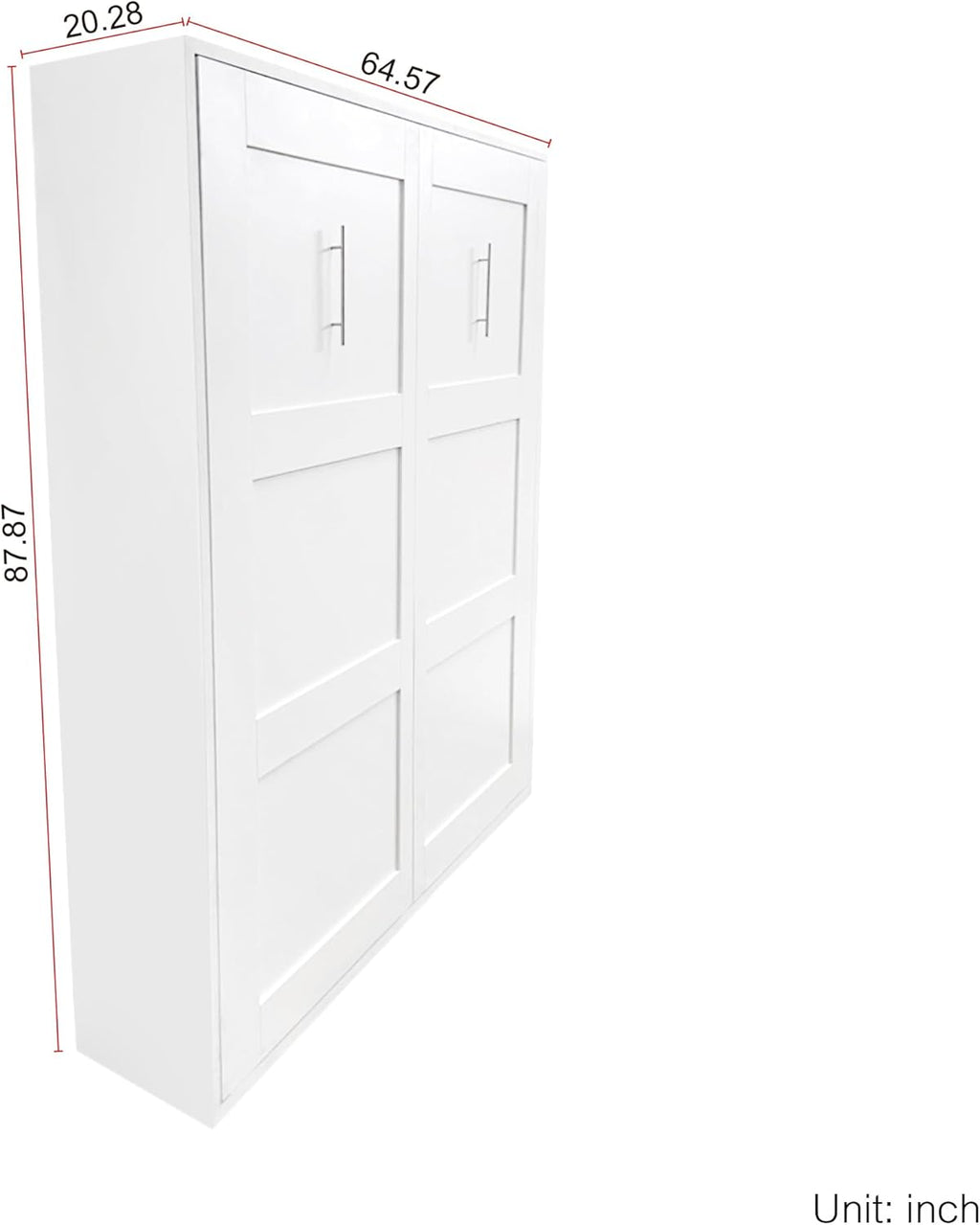 White Full Size Vertical Murphy Bed Y6874