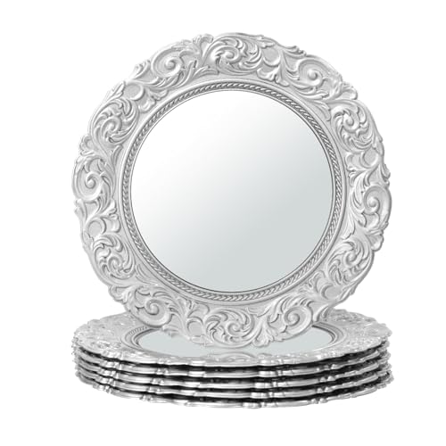 Gold 13" Mirror Plastic Charger Plates Set of 6 B7592