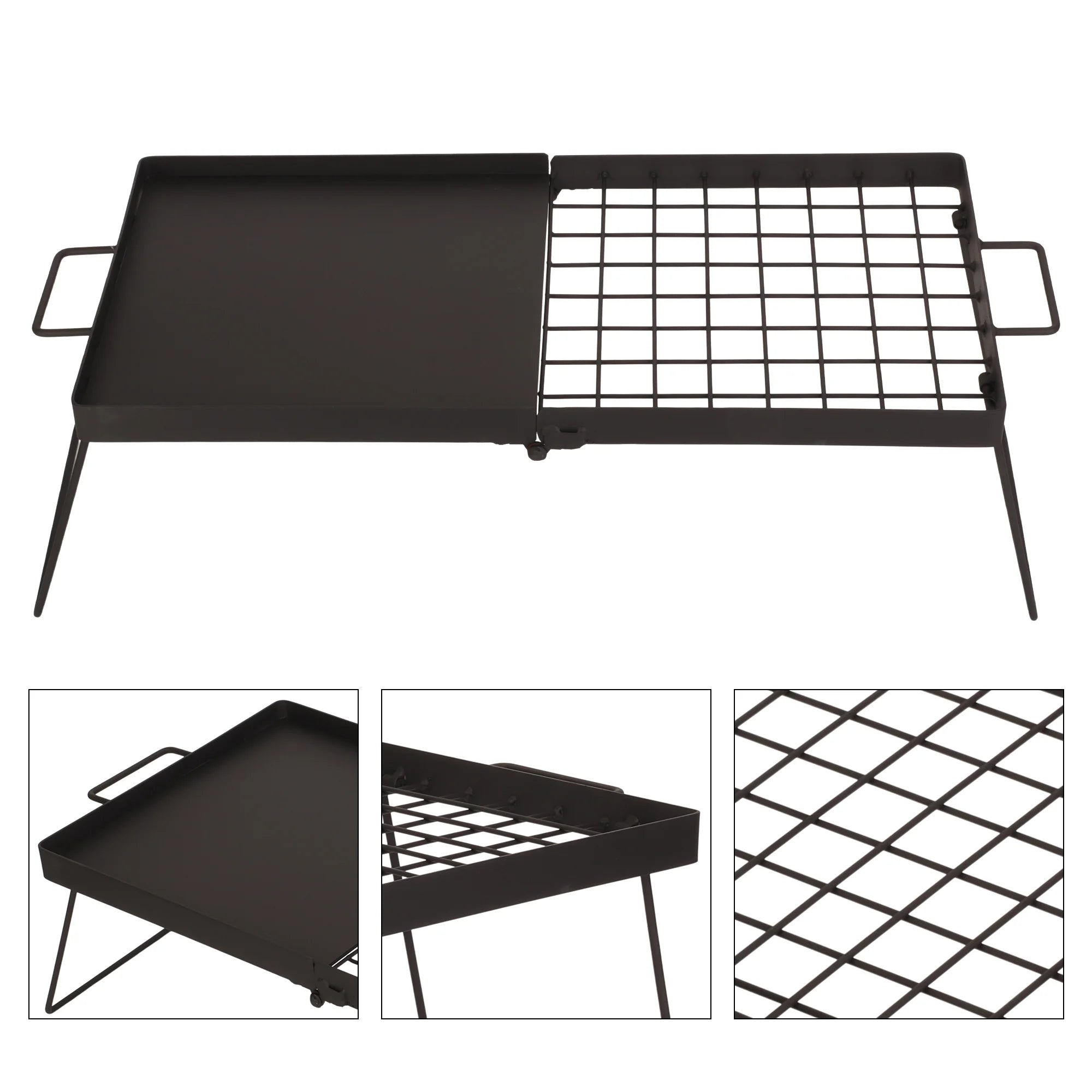 Folding Campfire Grill with Steel Mesh Grate L345922
