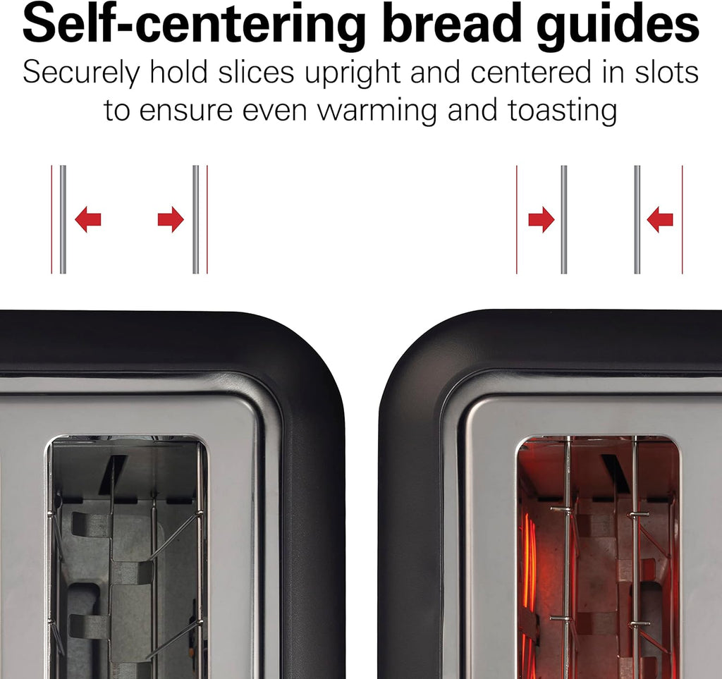 2 Slice Slot Toaster with Extra Long & Wide Slots, Matte Black and Stainless Steel N7906