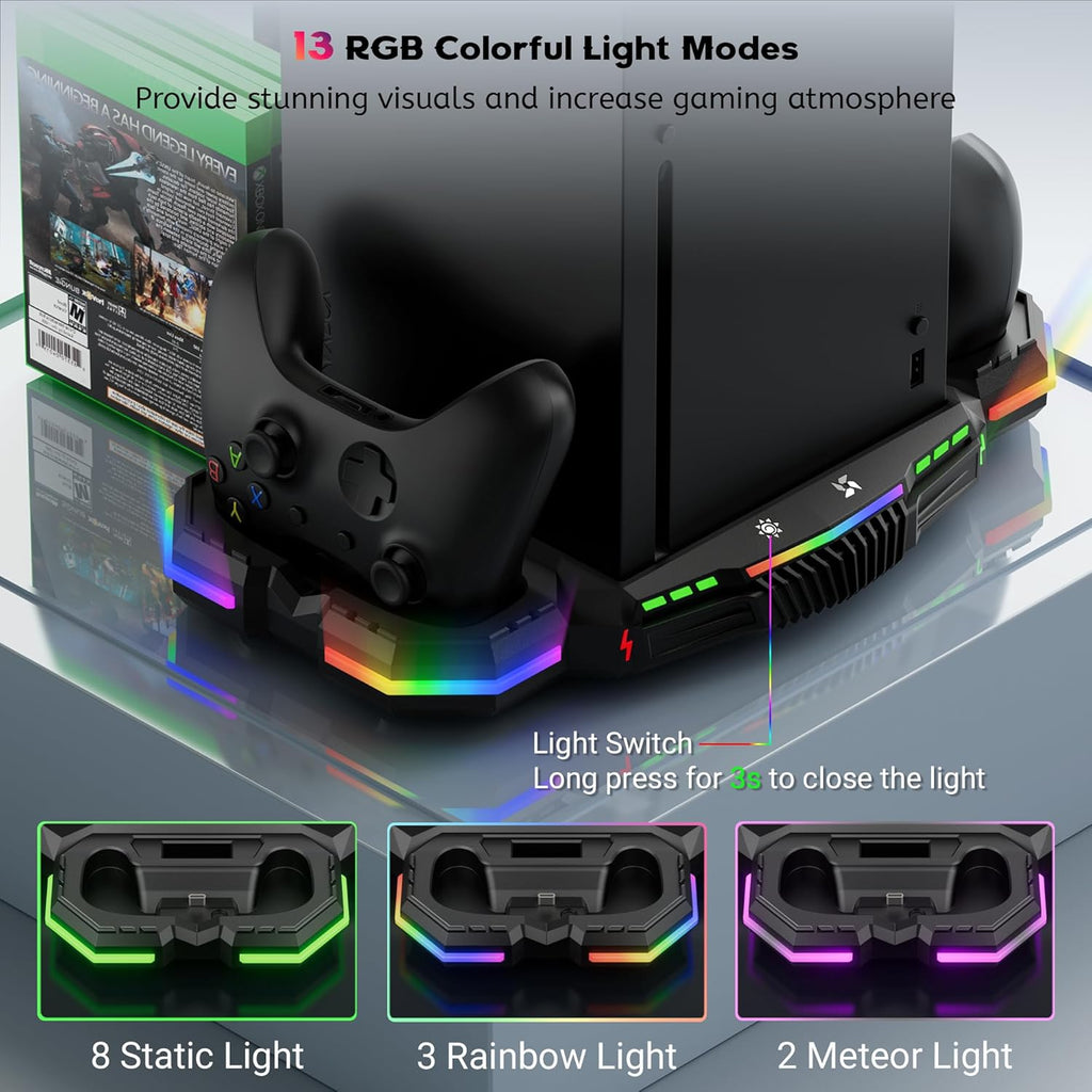 Vertical Dual Controller Charger Station Dock with Cooling Fan for Xbox Series X L4969