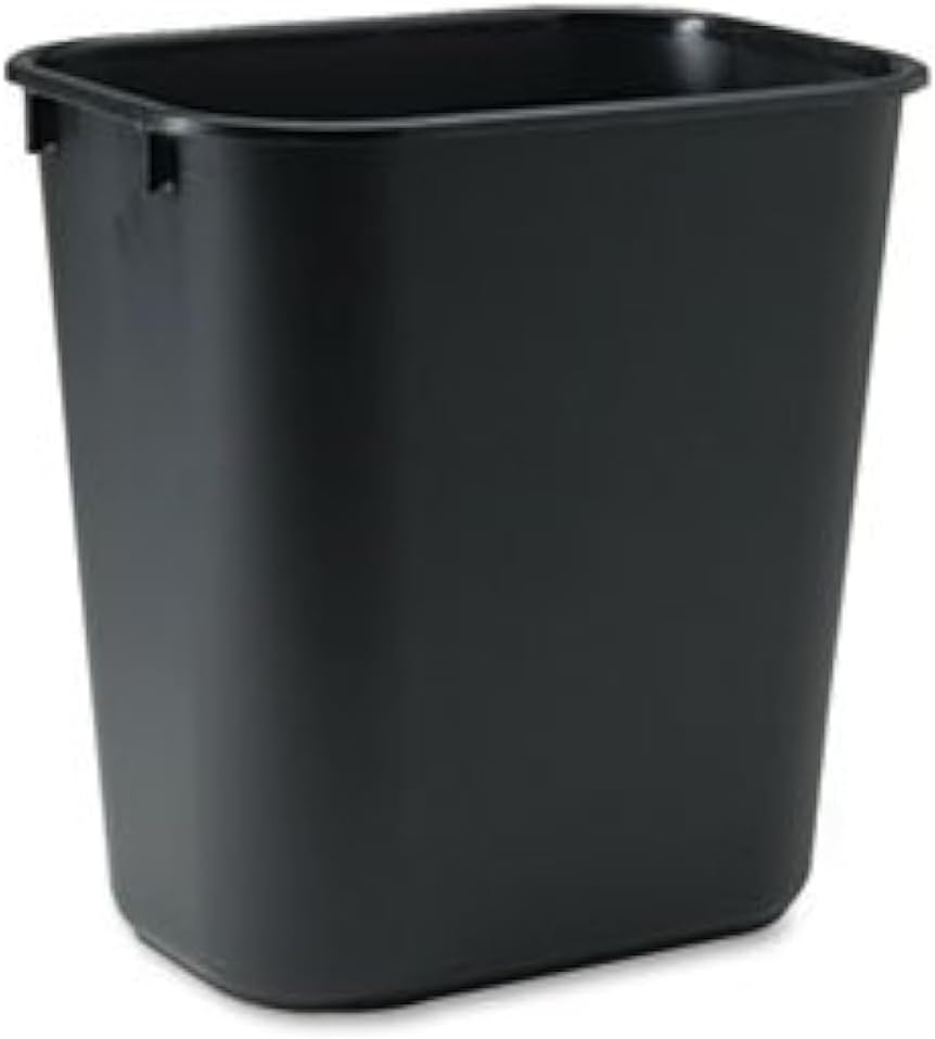 Plastic Wastebasket, Rectangular, 3.5gal, Black K218866