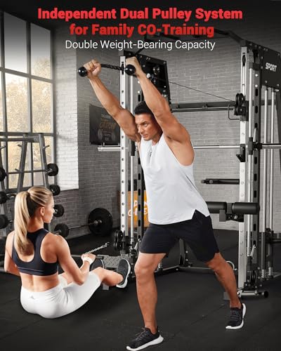 2200LBS Smith Machine Power Cage with Smith Bar, Cable Systems L464