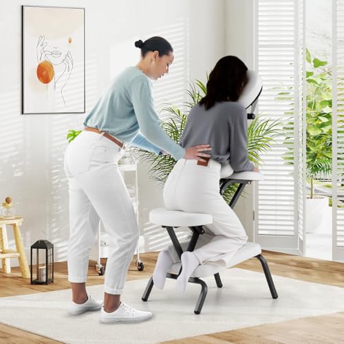 White Portable Massage Chair with Carrying Bag X502
