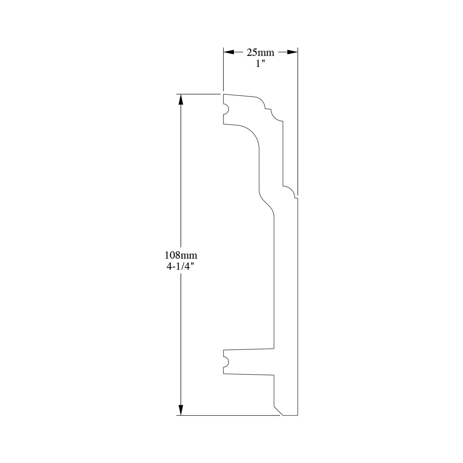 Flexible Baseboard Moulding 4-1/4in H x 78-3/4in Long K7714