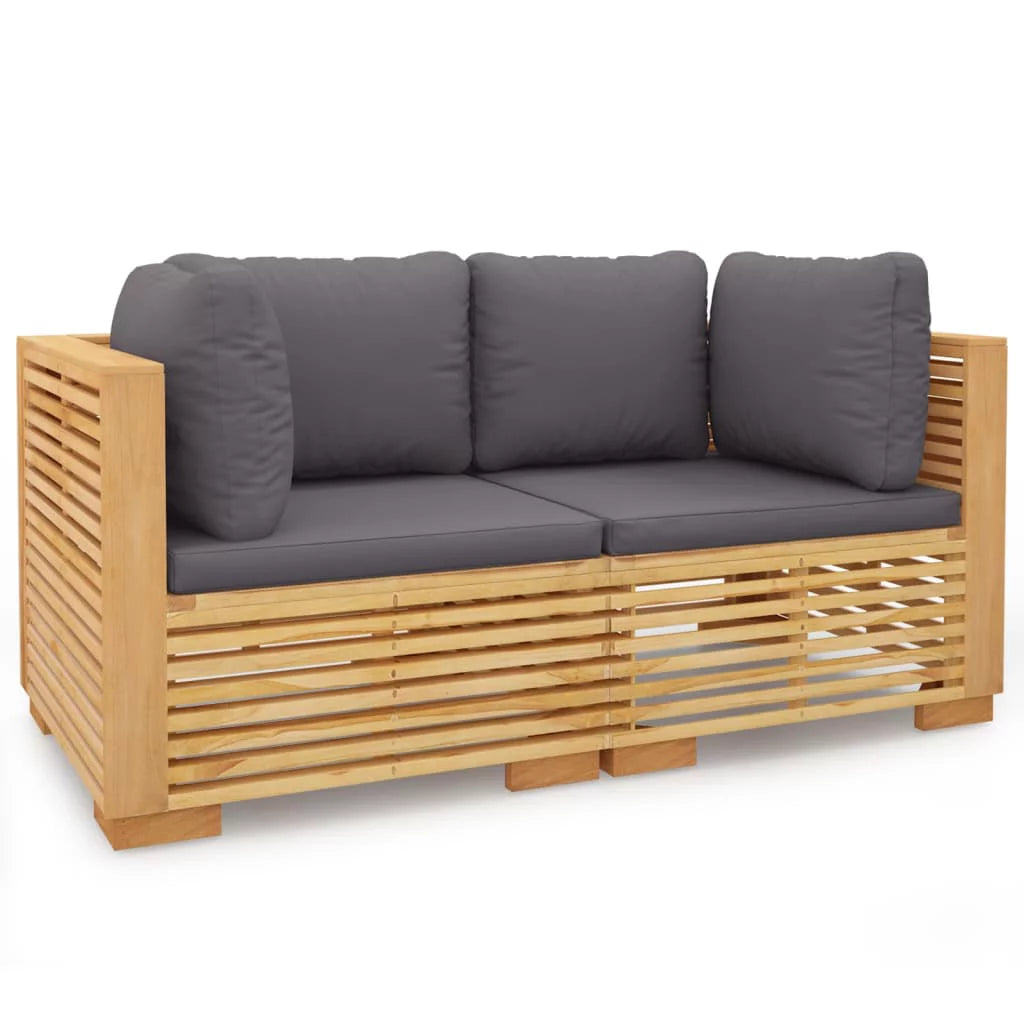 Solid Wood Teak Patio Corner Sofas with Cushions 2 pcs I30202