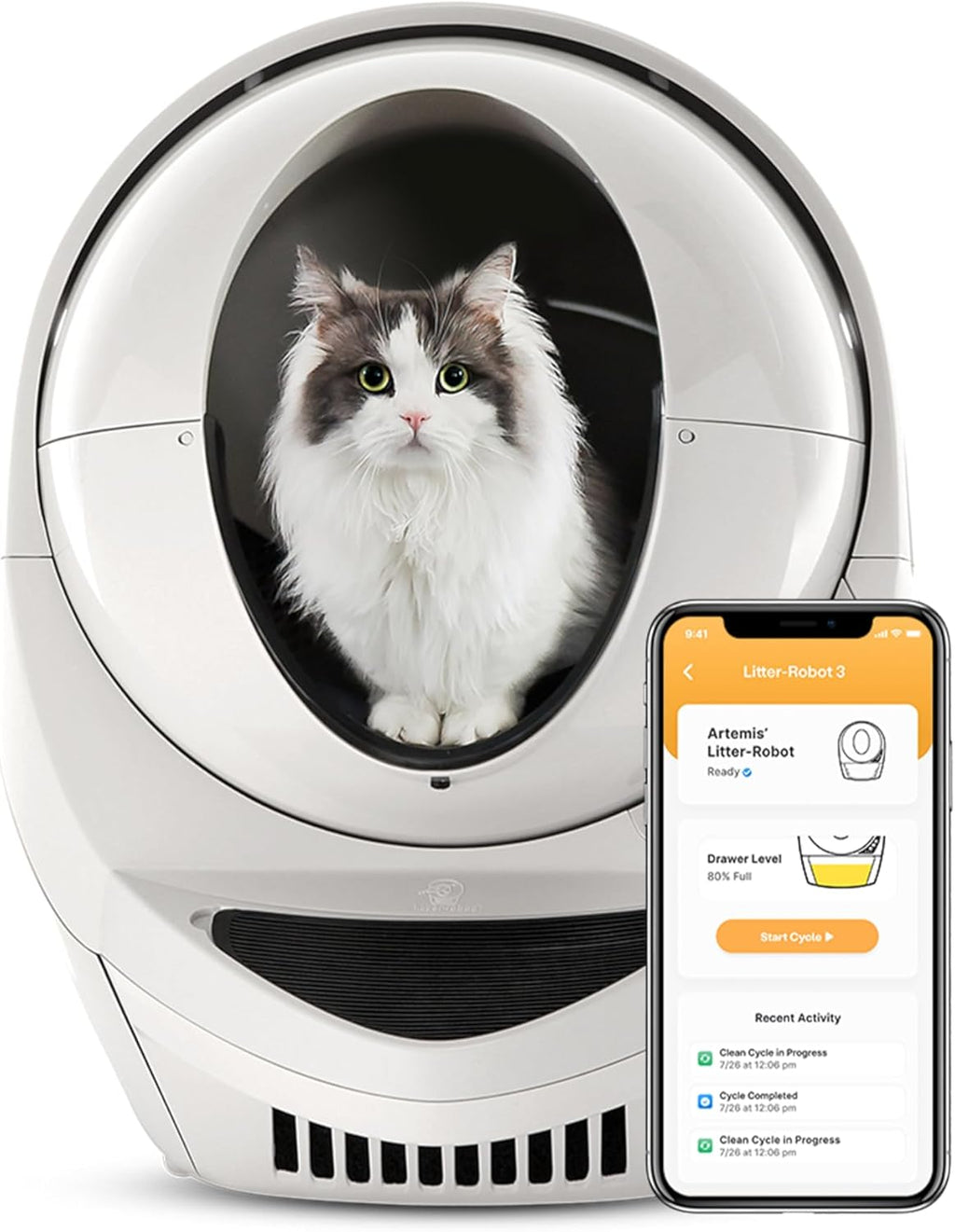 Beige Automatic Self-Cleaning Cat Litter Box A810768