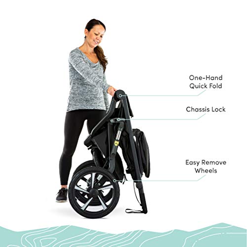 Black Jogging Stroller with Snack Tray and Handlebar Console K979