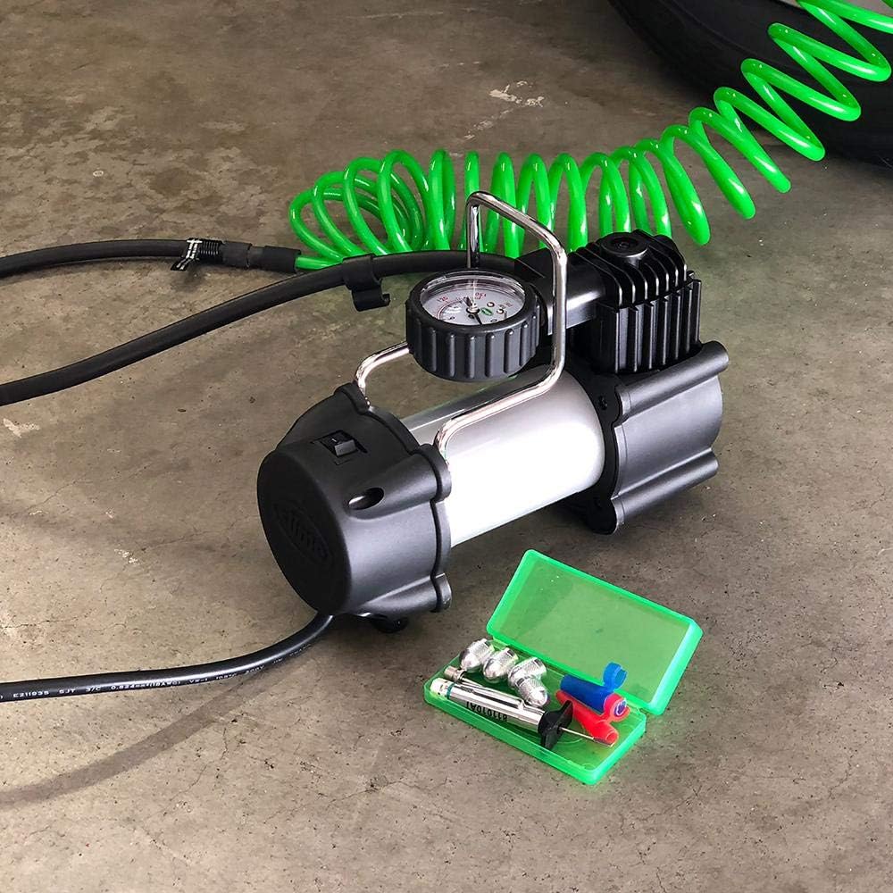 Heavy Duty 120V Tire Inflator Air Compressor with Analog 150 psi Dial Gauge and LED Light Pack of 2 Q82370