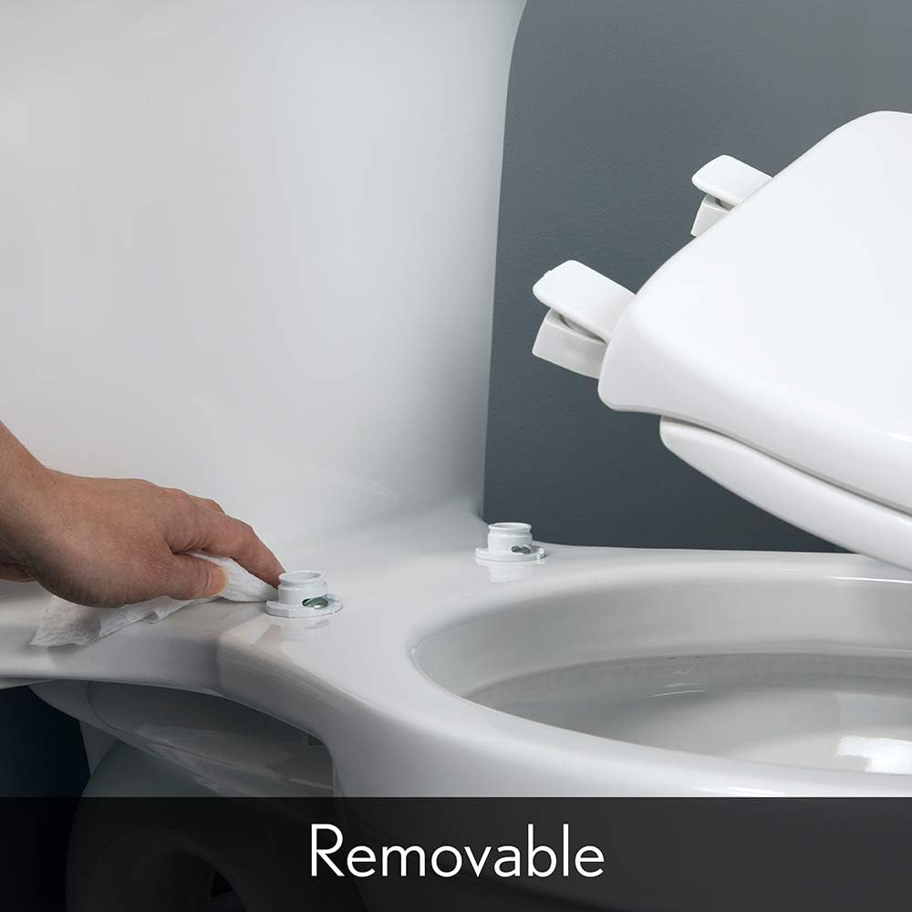 Elongated Toilet Seat with Brushed Nickel Hinges O8912