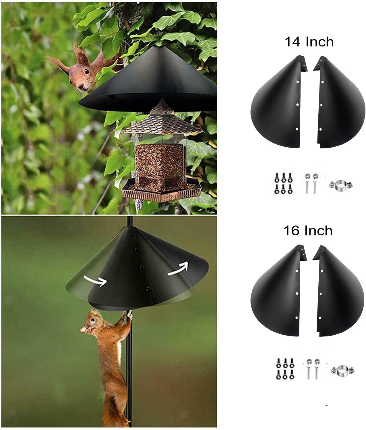 14 Inch Wide Squirrel Baffle for Bird Feeder Pole, PP Squirrel Proof Baffle (2 Pack) E4219
