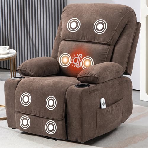 Gray Oatmeal Rocker Recliner Chair with Massage and Heated X320