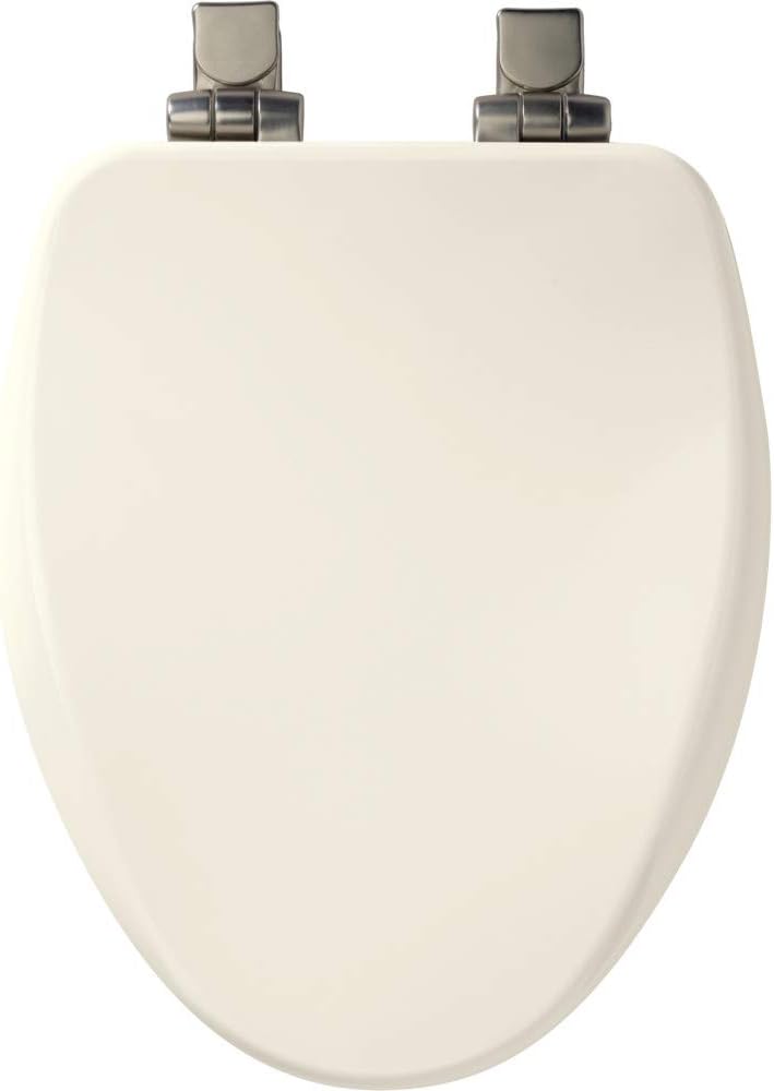 Elongated Toilet Seat with Brushed Nickel Hinges O8912