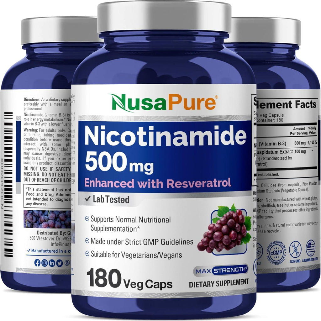 Nicotinamide with Resveratrol 500 mg 180 Vegetarian Caps S5732