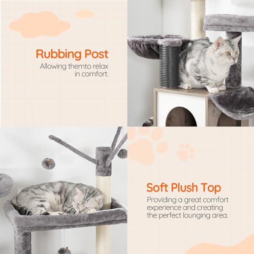 Large Hidden Litter Box with Scratching Posts, Greige A308