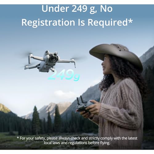 DJI Mini 4 Pro Drone Fly More Combo with RC 2 Controller, Folding Drone with 4K Video, Under 249g, 34 Mins Flight Time, 3 Batteries Bundle with 128GB Memory Card W230456