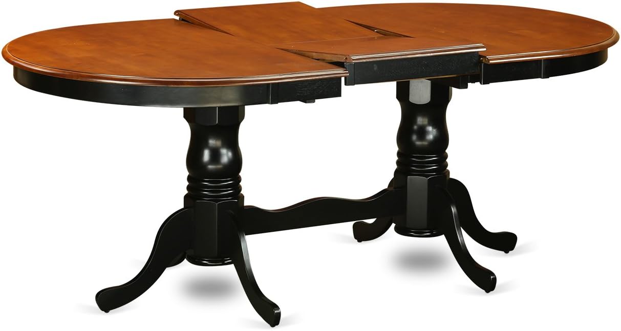 7 Piece Oval Dining Table with Butterfly Leaf and 6 Wood Seat Chairs, Black & Cherry L15250