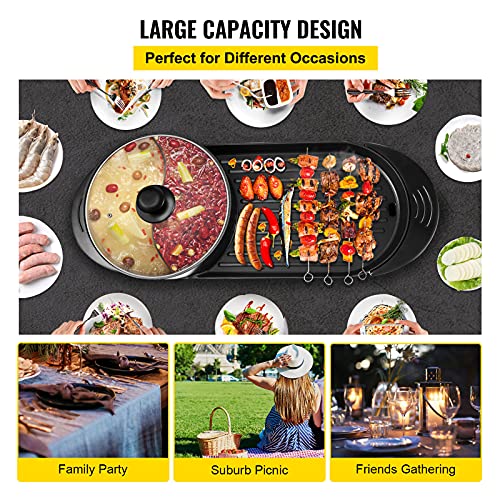 2 in 1 Electric BBQ Grill and Smokeless Hot Pot with Dual Temp Control P94674