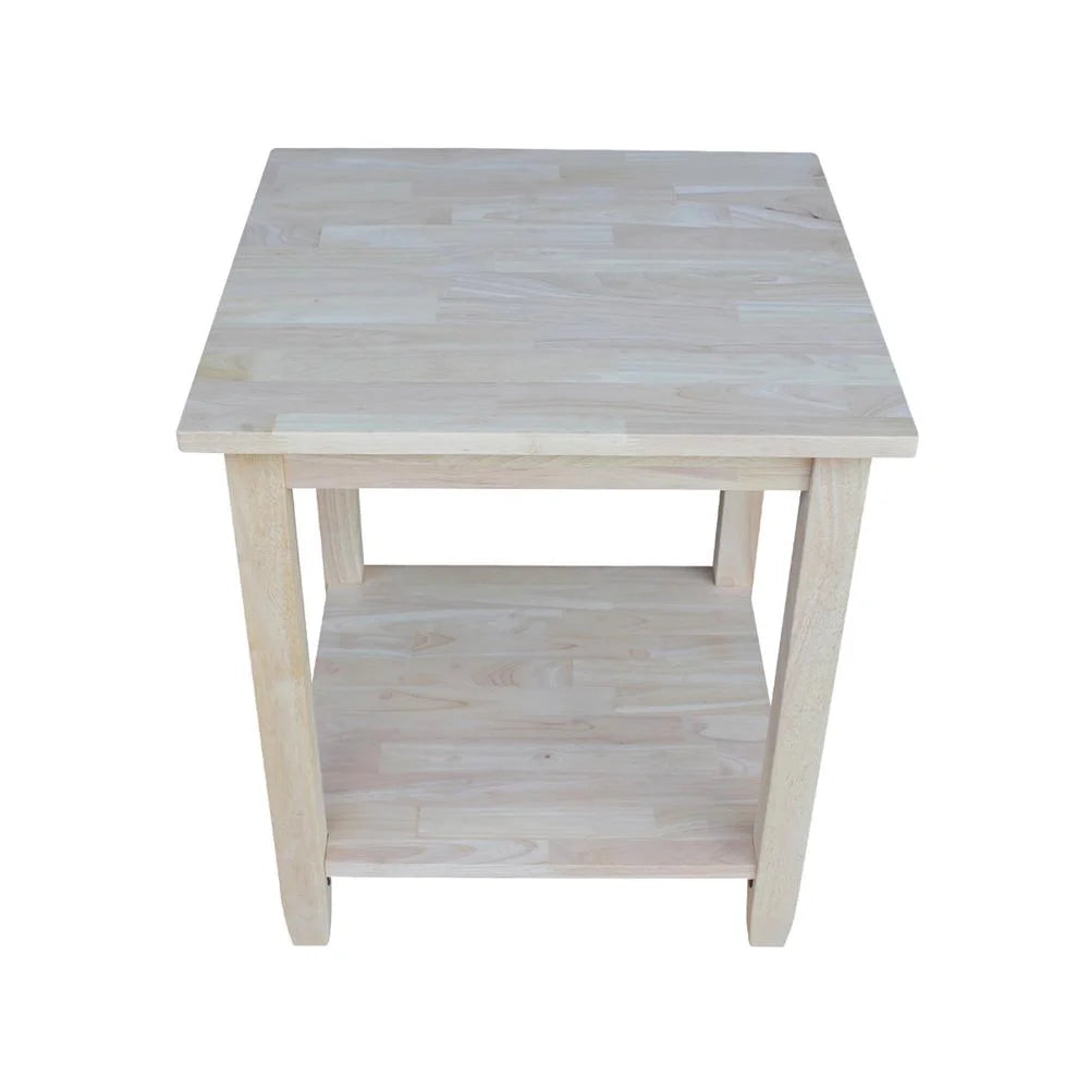 Solid Wood End Table Unfinished W3212