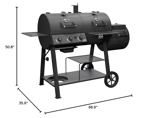 Black Charcoal and Gas Smoker & Grill Y36487