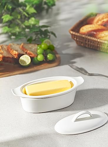 Porcelain White 3pcs Large Butter Dish with Lid J96980