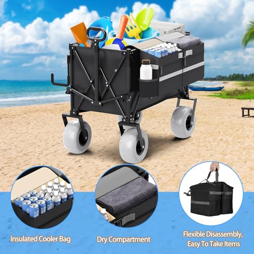 Heavy Duty Collapsible Wagon with All-Terrain 9" Pneumatic Tires and Detachable Cooler F476221