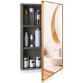 Light Grey 16 x 24 inch Wall Mounted Framed Medicine Cabinet with Mirror N856104