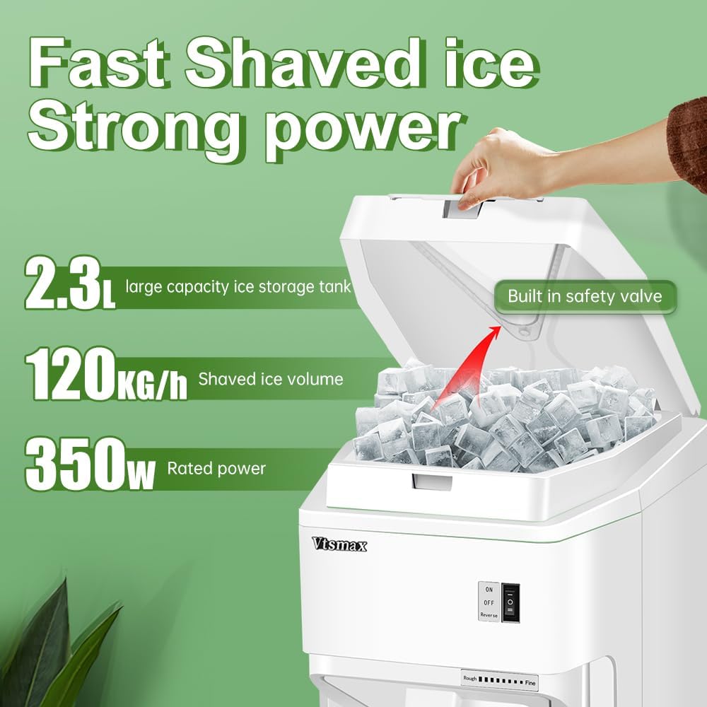 Electric Ice Shaver, 350W Snow Cone Machine, Ice Shaving Machine 440LBs/hr D5462