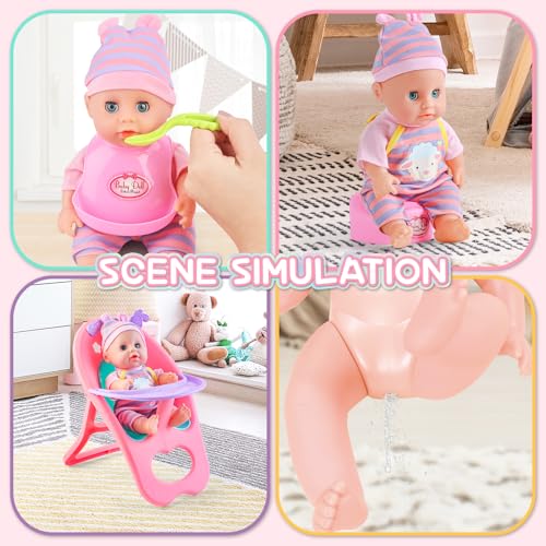 12" Baby Doll Play Set with Crib, Mobile, High Chair, 21 PCS T271217