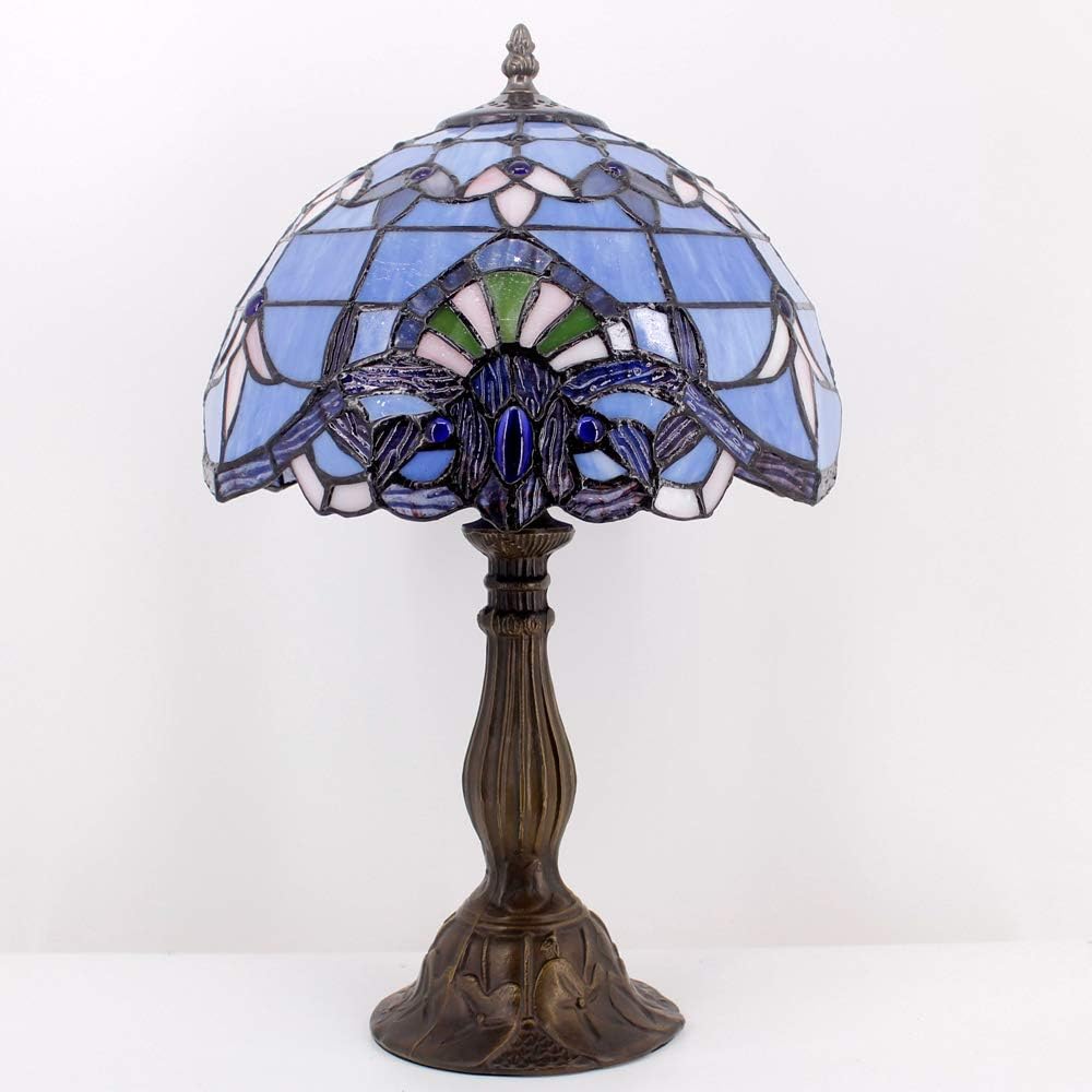 Blue Purple Stained Glass Table Lamp 12x12x18 Inches R252