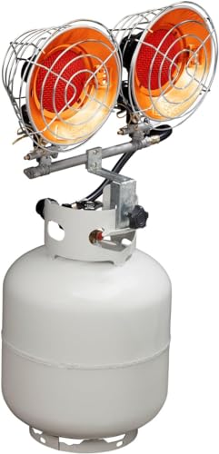 Silver Double Burner 30,000 BTU Propane Gas Tank Top Heater L7959