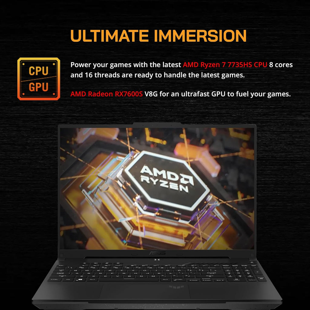 16'' FHD 165Hz Gaming Laptop, AMD Ryzen 7, Radeon RX7600S, 16GB DDR5 RAM, 512GB PCIe SSD, Black, Win 11 Pro N50191