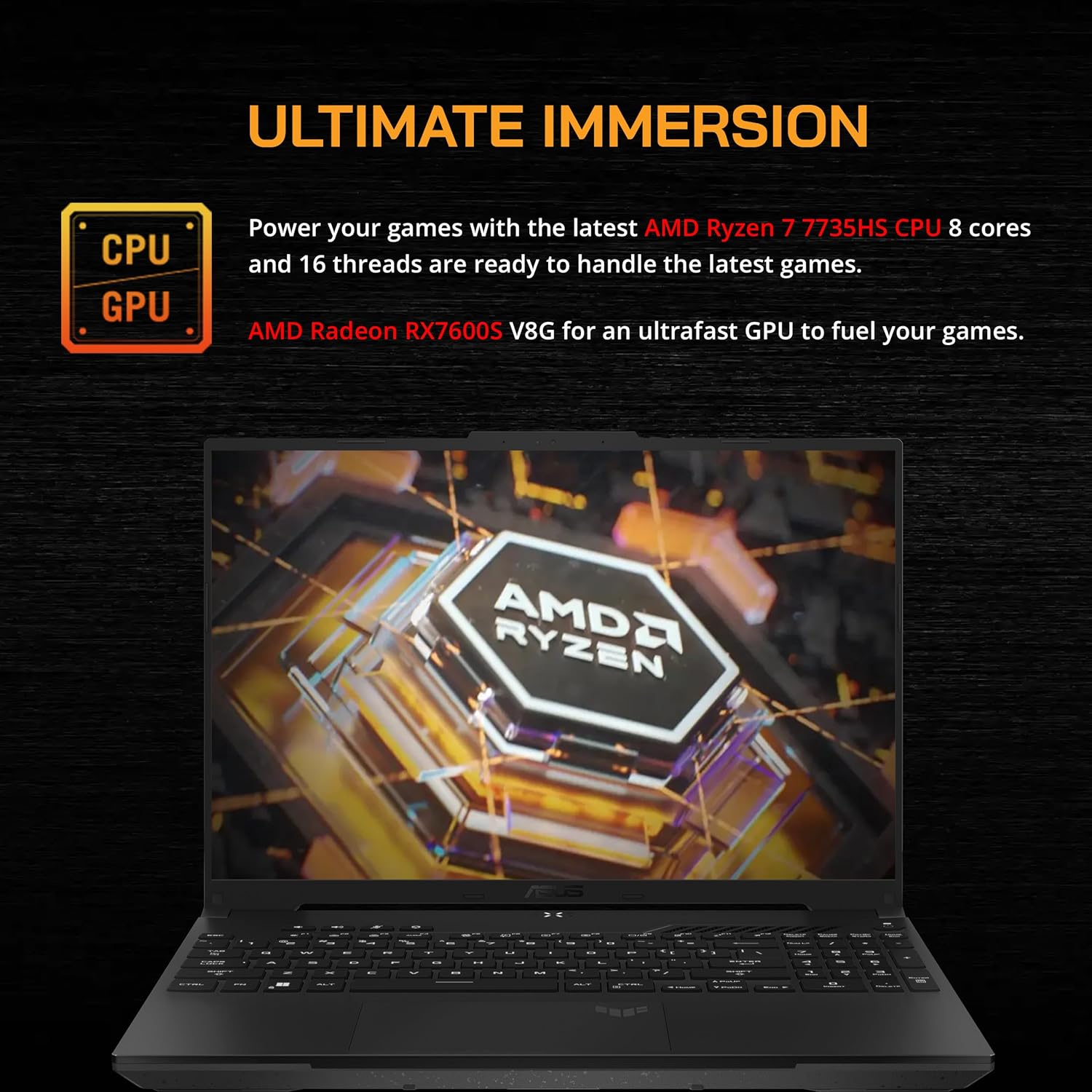 16'' FHD 165Hz Gaming Laptop, AMD Ryzen 7, Radeon RX7600S, 16GB DDR5 RAM, 512GB PCIe SSD, Black, Win 11 Pro N50191