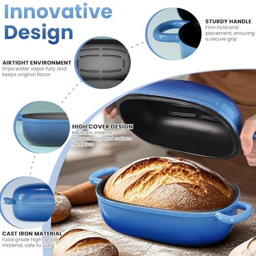 Blue Oval Cast Iron 2.5QT Dutch Oven with Lid W354