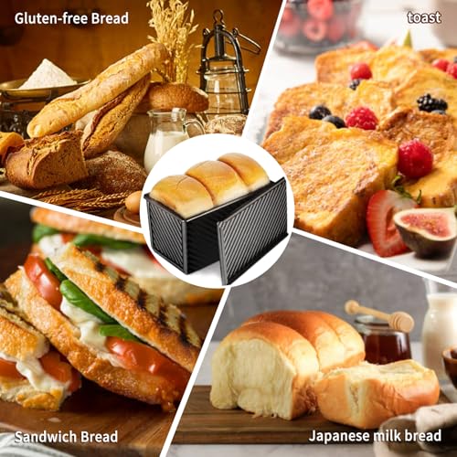 Cast Iron Bread Pan with Lid - 2LB Capacity (13x5 Inch) Large Pullman Loaf Pan - Non-Stick, Pre-Seasoned, Black G85297